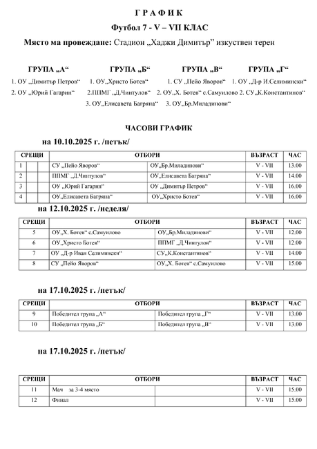 Започва общинският кръг на Ученически игри 2025-2026 година в Сливен