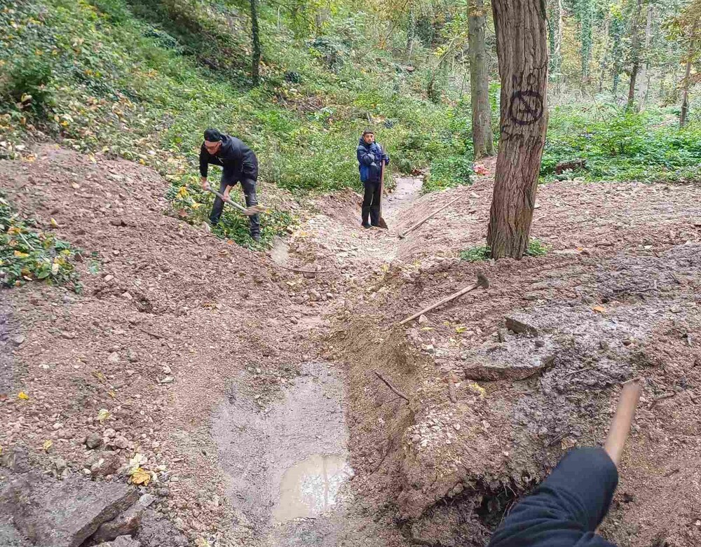 Бригади на общинското предприятие „Паркове и обредна дейност“ почистват речното корито в района на „Лъвчето“ и отстраняват опасни дървета