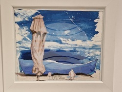 Изложбата „Път в синьо“ на Георги Лечев в галерия Vejdi. Снимка – Даниел Димитров/БТА