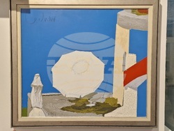 Изложбата „Път в синьо“ на Георги Лечев в галерия Vejdi. Снимка – Даниел Димитров/БТА