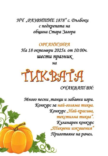 Празник на тиквата подготвят за шести път в старозагорското село Дълбоки