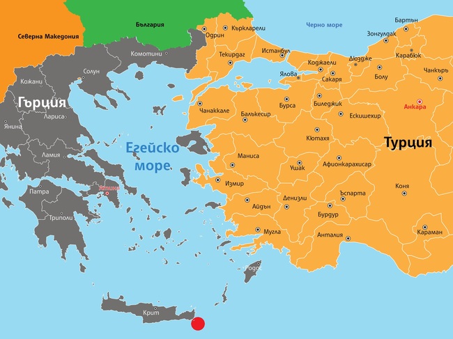 Земетресение от 4,5 по Рихтер е регистрирано тази сутрин край Крит