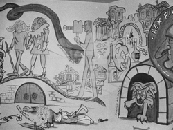 Дружески шаржове на Борис Димовски. Пресфото-БТА, снимка: Георги Казаков/архив