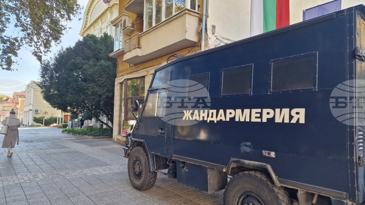 Increased Police Presence In Front of Plovdiv Town Hall