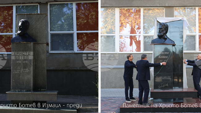 Обновеният паметник на Христо Ботев в Измаил бе открит под звука на сирени за въздушна тревога и народни песни