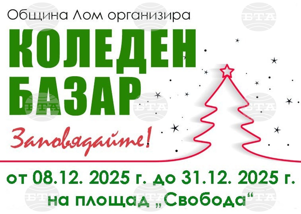 Община Лом организира Коледен базар от 8 до 31 декември