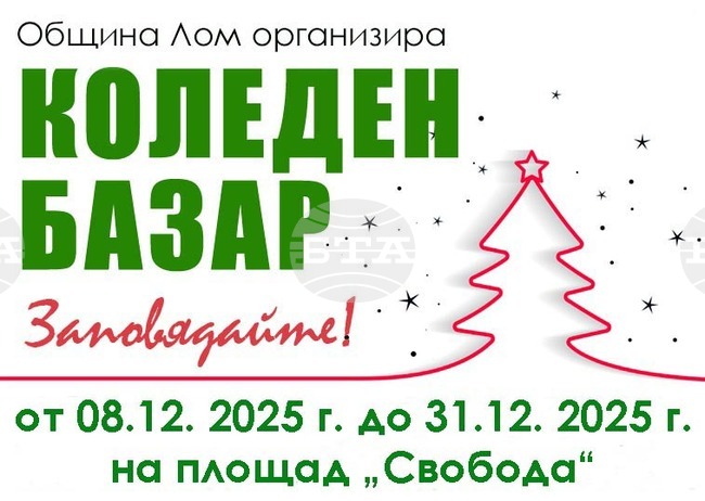 Община Лом организира Коледен базар от 8 до 31 декември