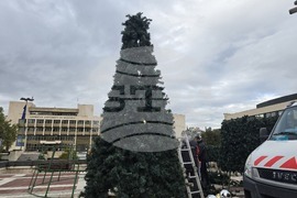 Благоевград - коледна украса - подготовка