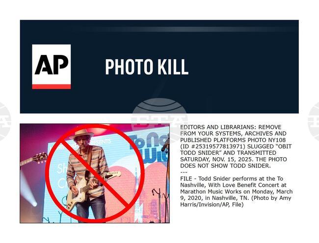 PHOTO KILL Obit Todd Snider