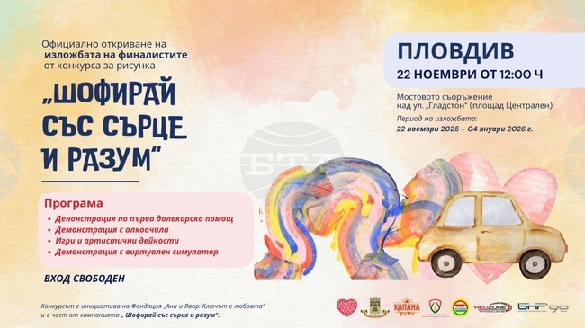 Благотворителна изложба на млади творци за безопасността на пътя ще бъде открита в Пловдив