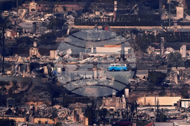 California Wildfire Blue Bus