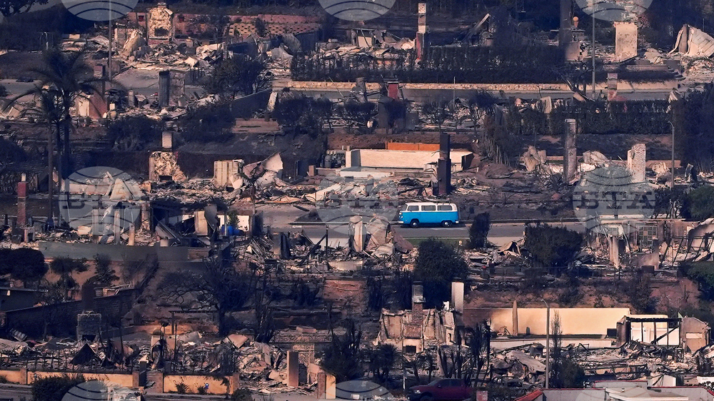 California Wildfire Blue Bus
