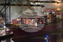 Container Ship Fire Los Angeles