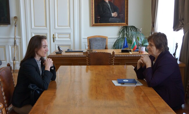 Председателят на БАН чл.-кор. Евелина Славчева се срещна с посланика на Словения у нас Наташа Бергел 