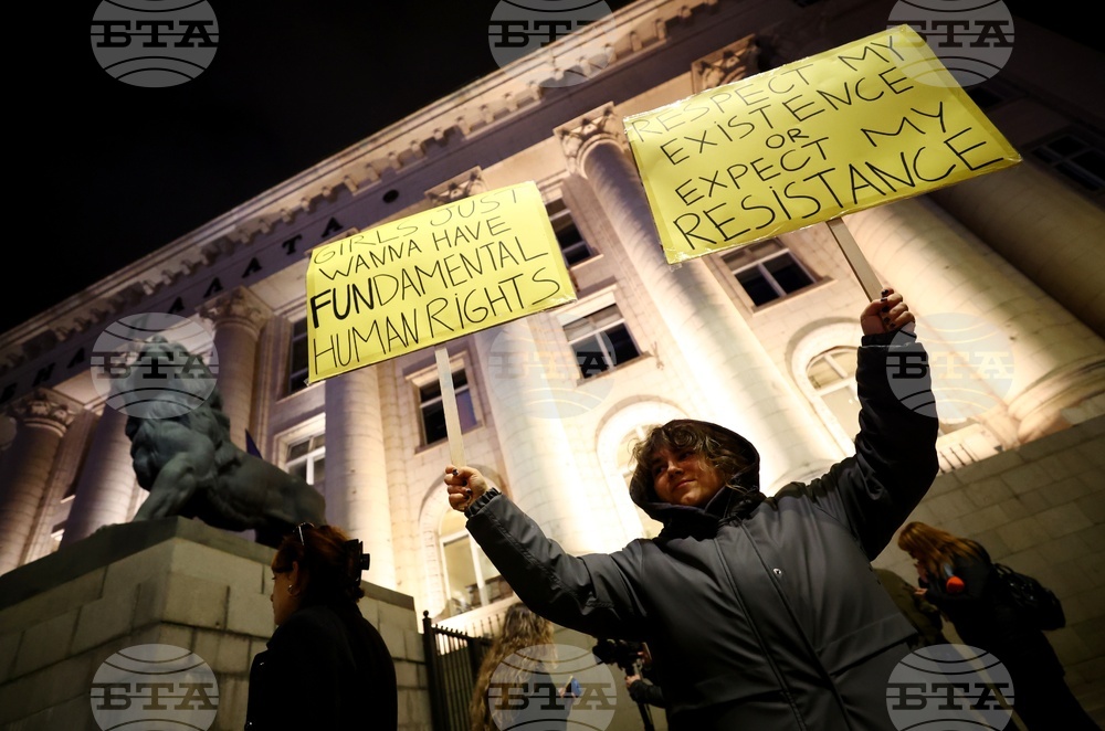 Protest over Violence against Women Blocks Traffic outside Sofia's Palace of Justice