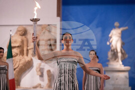 Greece Olympics Milan Cortina Flame Lighting