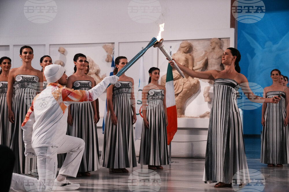 Greece Olympics Milan Cortina Flame Lighting