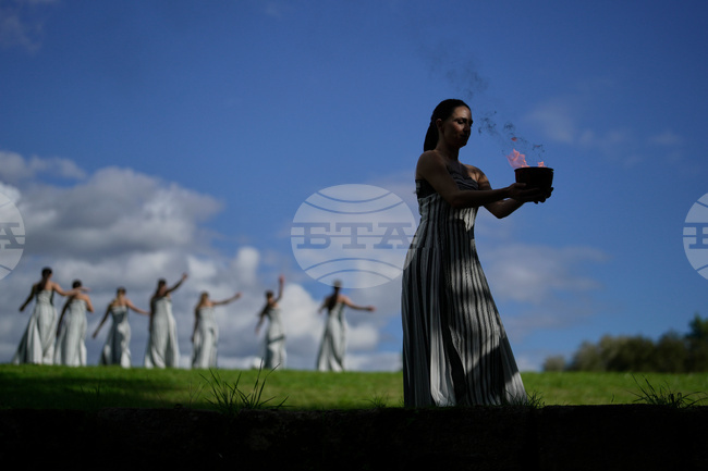 APTOPIX Greece Olympics Milan Cortina Flame Lighting