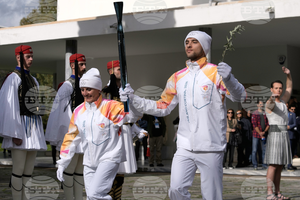 APTOPIX Greece Olympics Milan Cortina Flame Lighting