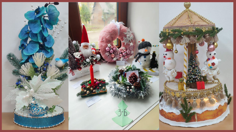 В Болградската гимназия „Георги Раковски“ в Украйна беше открита изложба с ръчно изработени новогодишни композиции