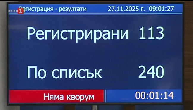 Парламентът не успя да започне работа при първия опит за регистрация