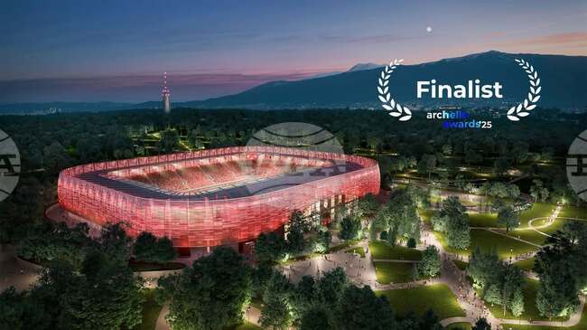 Проектът за проектът за реконструкция на стадион „Българска армия“ е финалист в Archello Awards 2025