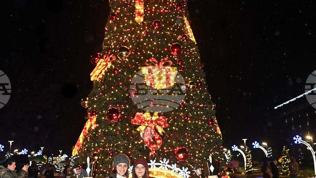 Светлините на коледната елха в Монтана бяха запалени, преди това имаше концерт и 3D мапинг