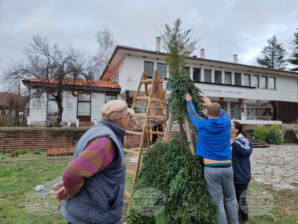 В с. Скриняно, община Кюстендил, младежи правят коледна украса с минимален бюджет