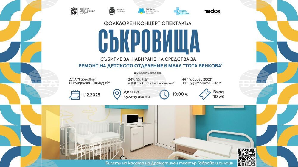 Дарителска кампания за обновяване на детското отделение в габровската болница започва тази вечер с концерт спектакъл 