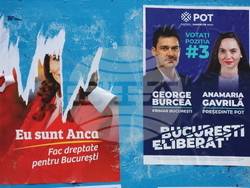 Румъния - предстоящи избори за кмет на Букурещ - плакати