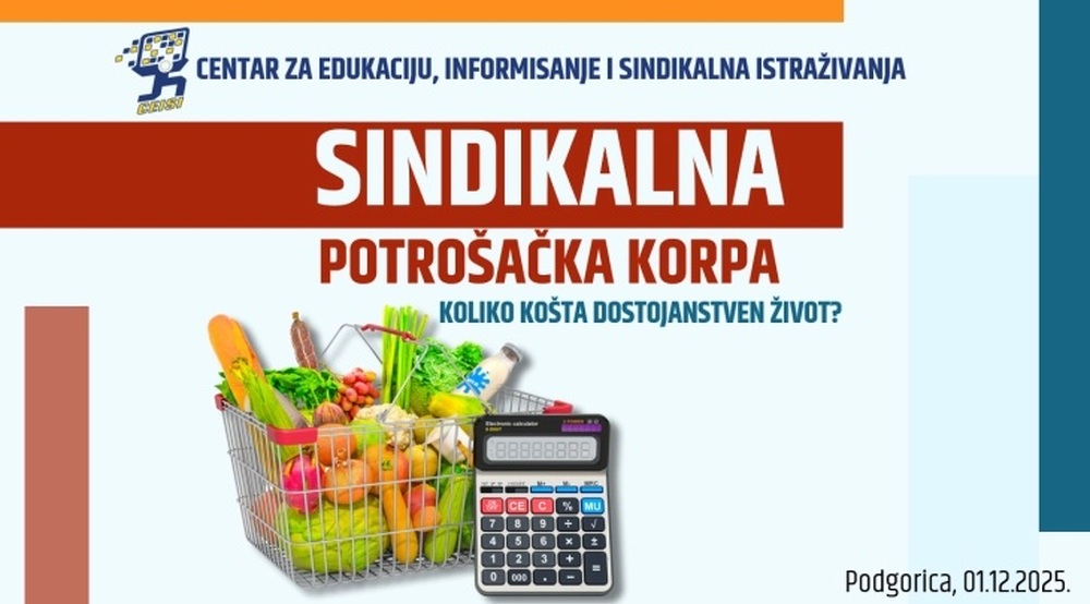 МИНА: Синдикалната потребителска кошница в Черна гора за четвъртото тримесечие възлиза на 2050 евро