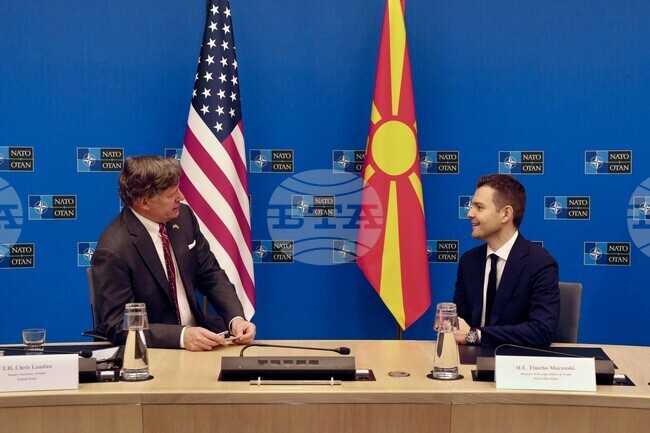 Външният министър на Северна Македония е провел работна среща със заместник-държавния секретар на САЩ Кристофър Ландау в Брюксел