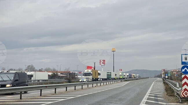 Километрична опашка от тежкотоварни автомобили се образува на граничния преход "Кулата"