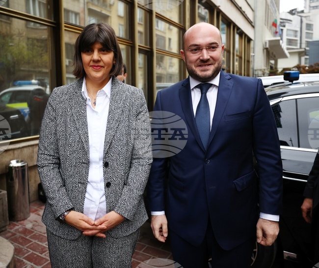 Главният европейски прокурор Лаура Кьовеши посрещна министър Георгиев при откриването на самостоятелен офис на европрокуратурата у нас