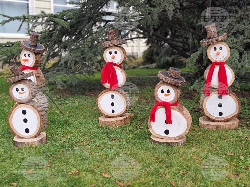 Ямбол - коледна украса пред сградата на Община Тунджа