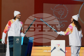 CORRECTION Italy Olympics Milan Cortina Flame