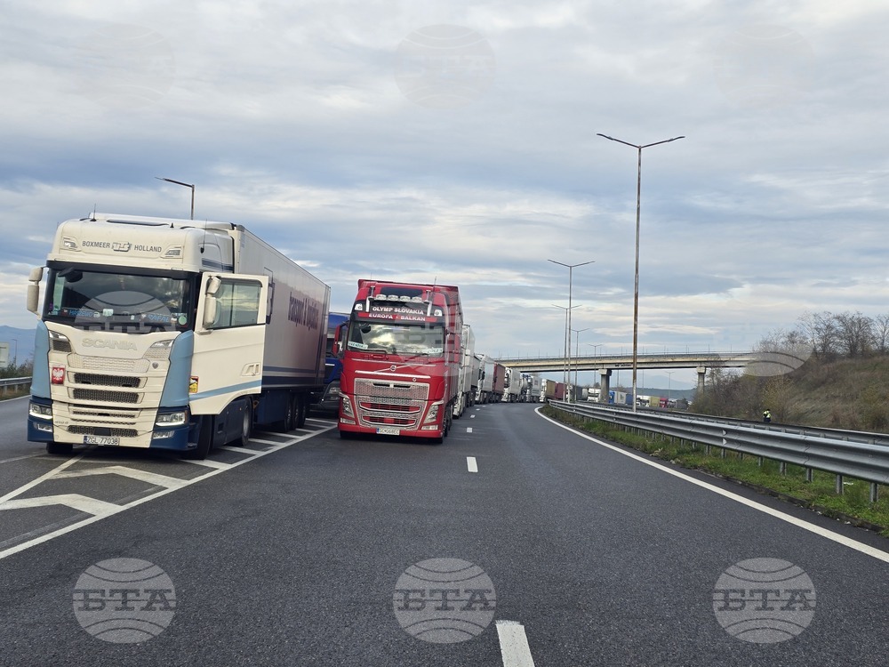 Километрична опашка от тежкотоварни автомобили се образува на граничен преход „Кулата“ 