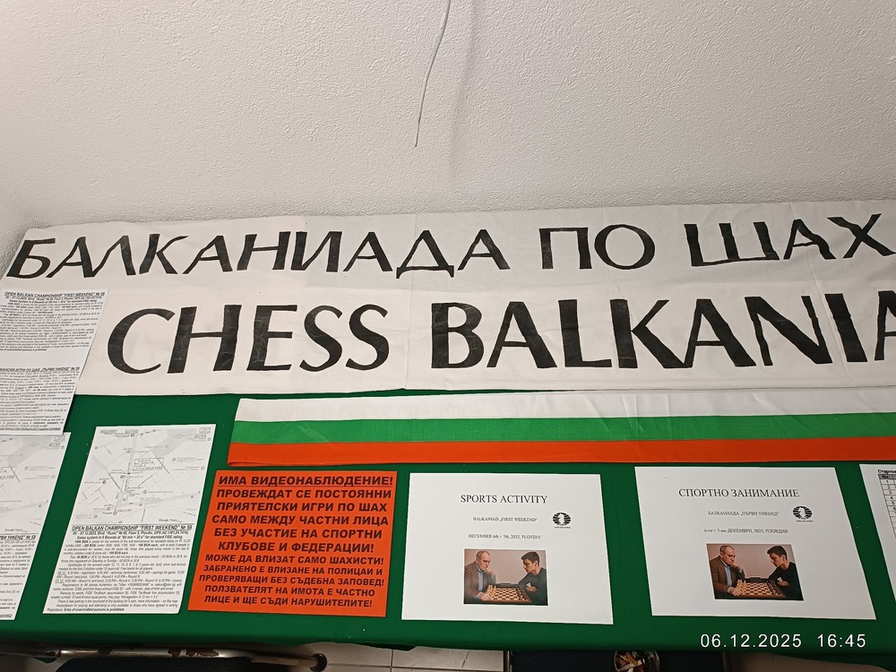 Сдружение Шахматен клуб “Спартак”: Балканиада по шах в Пловдив