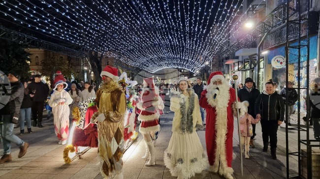 Във Враца запалиха светлините на коледната елха с празнично шествие и програма