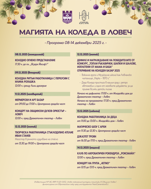 В центъра на Ловеч ще се открие арт и фермерски базар с музикалния съпровод на Общинския духов оркестър