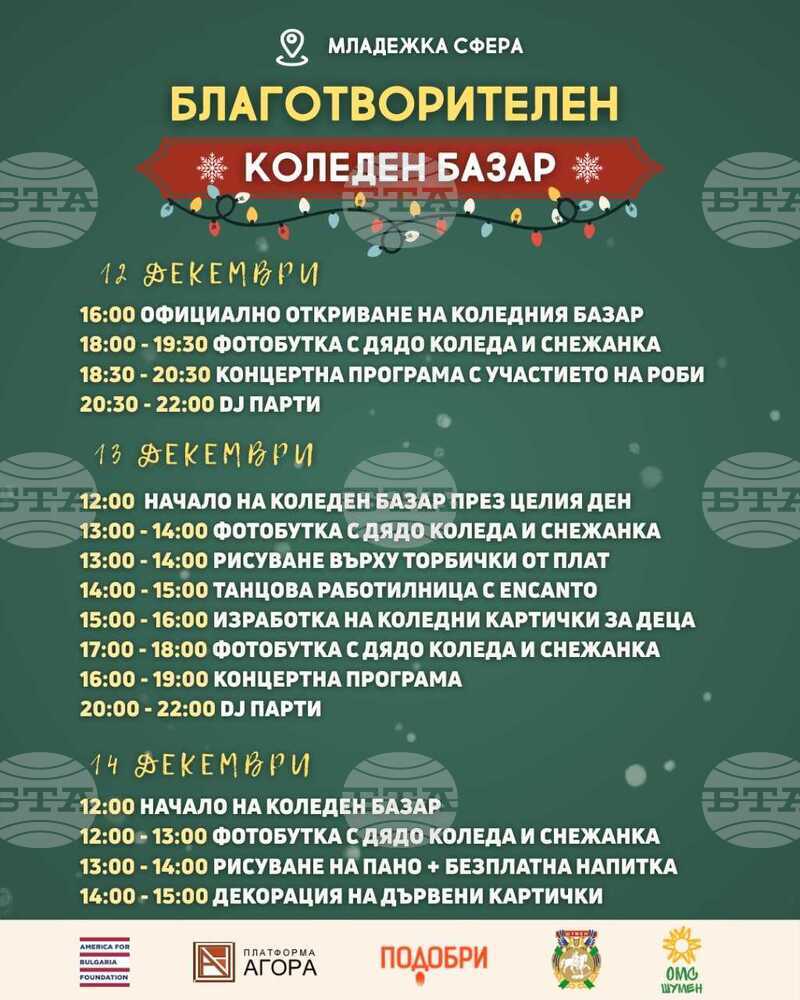 Коледен благотворителен базар е организиран на „Младежка сфера“ в Шумен 
