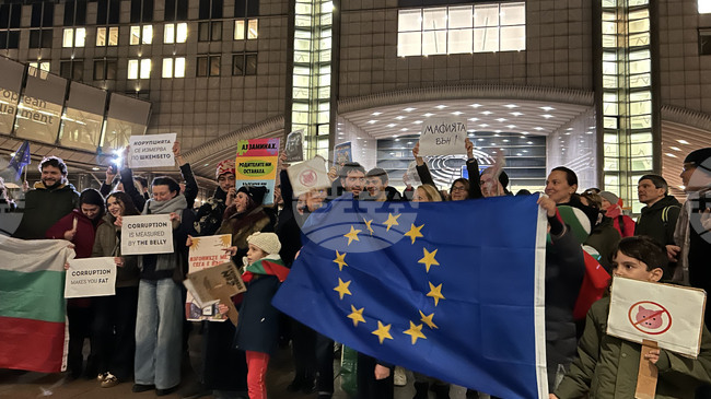 Българи се събраха пред ЕП в Брюксел на протест срещу корупцията у нас