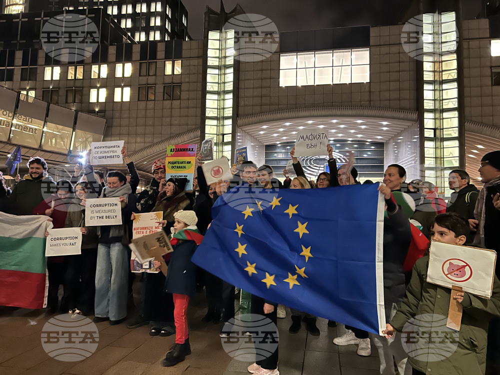Българи се събраха пред ЕП в Брюксел на протест срещу корупцията у нас