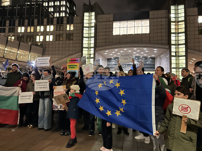 Българи се събраха пред ЕП в Брюксел на протест срещу корупцията у нас