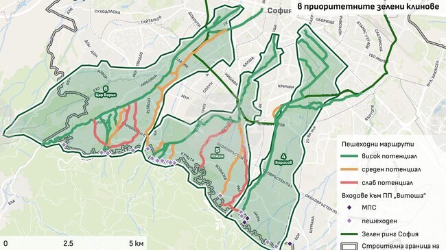 Нов план на Столична община предвижда четири коридора да свързват зелените пространства на града с пътеките в планината