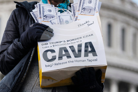Activists Expose Border Czar with Cava "Bribe Bags"