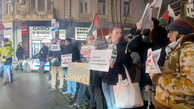 Protesters Rally for Palestinians over Gaza Funding in Downtown Sofia