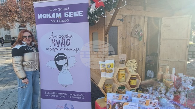 В коледното градче на Плевен е подреден благотворителен базар на Фондация "Искам бебе"