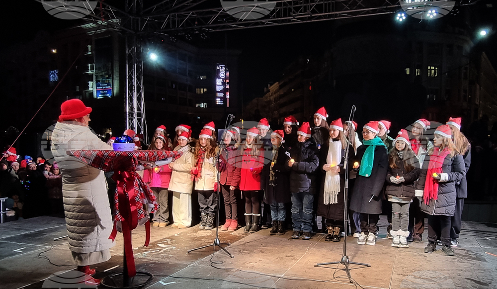 Северна Македония - Скопие - елха - празнични светлини