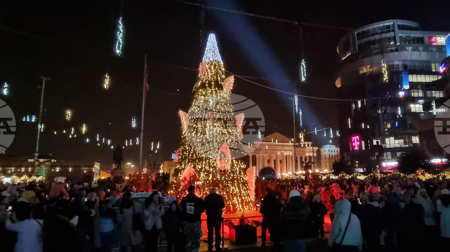 Северна Македония - Скопие - елха - празнични светлини